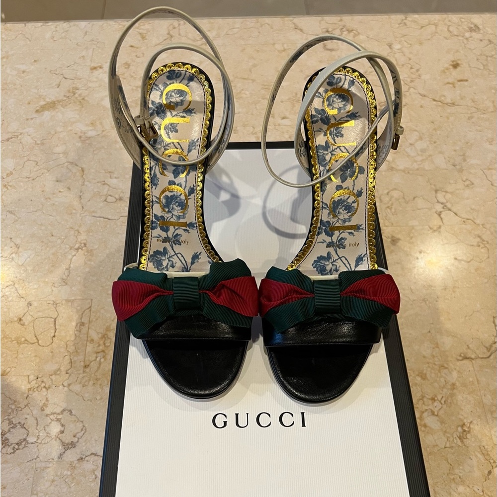 Gucci Floral Kitten Bow Heels